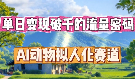 单日变现破k的流量密码，AI动物拟人化赛道-静昭俊轻创站