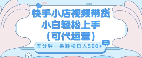 快手视频带货挣佣金，从开通到发布挂链接，小白轻松学会，5分钟搬运一条，轻轻松松日入5张【揭秘】-静昭俊轻创站