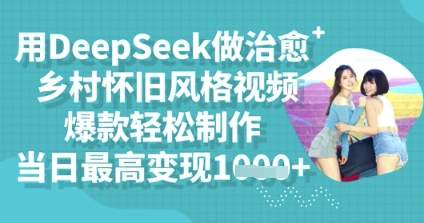 用DeepSeek做治愈乡村怀旧风格视频，爆款轻松制作，当日最高变现多张-静昭俊轻创站